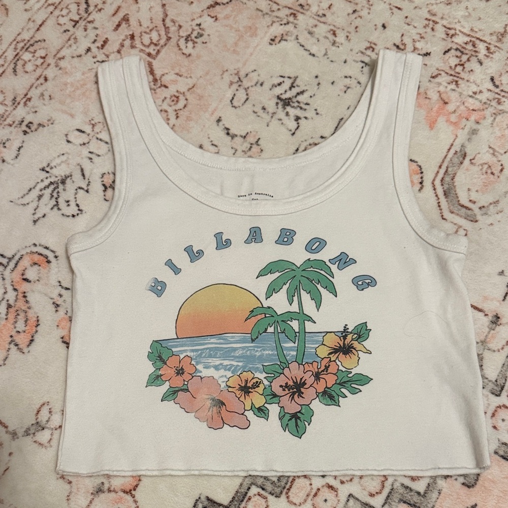 💖SOLD💖Billabong White Tank with Tropical Graphic